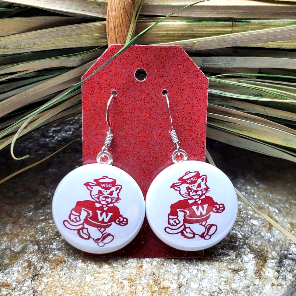 Butch Wsu Cougars Earrings Ncaa College Washington State University Masc 15$